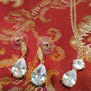 Special Occasion Earrings and Necklace - Rose Color